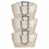 Ikea GORSNYGG Große wiederverwendbare Tragetasche, (FRAKTA-Style), hellbeige mit gestreiften Griffen, 57 x 37 x 39 cm, 71 l, 205.041.94 – 3er-Set