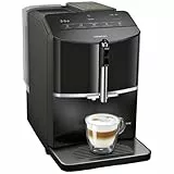Siemens Kaffeevollautomat EQ300 TF301E19, für viele Kaffeespezialitäten, Milchaufschäumer, Keramikmahlwerk, OneTouch-Funktion, 1300 W, piano black