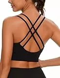 Leversic Sport BH Push up Cross Back Design Bustier Damen mit Gepolstert Ohne Bügel Damen-BHS mittelstarkem für Fitness Lauf Joggen, 315-Schwarz, L