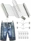 WJWSKI Hosenbügel, 20 Stück kleiderbügel Hosen, hosenbügel klemmbügel platzsparend aus Metall, Rockbügel Haken mit 360° Drehung 31cm, kleiderbügel mit klammern Geeignet für Hosen, Röcke, Socken usw