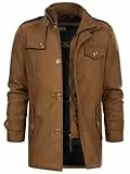 Indicode Herren Brandon Kurzmantel mit Stehkragen | Herrenmantel Wollmantel Mantel Männer Camel, L