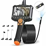 Dual Lens Endoskopkamera mit Licht, AOPICK 8mm IP67 wasserdichte Endoskop, 4.3' IPS Bildschirm Inspektionskamera, 1080P HD Rohrkamera mit 8 Einstellbaren LEDs, 16.5FT/5M Halbstarres Kabel