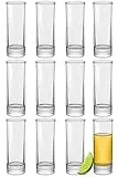 Praknu 12 Schnapsgläser Hoch aus Glas 5cl - Spülmaschinenfest - Standfest dank dickem Boden - Shotgläser für jede Party