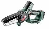 Metabo Akku Gehölzsäge (Holzsäge ohne Akku/Ladegerät, kleine Kettensäge 15 cm, im Karton, Gartensäge) 600856850