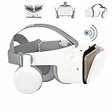 VR-Brille für Handys, Bluetooth VR Headset für iPhone/Samsung Telefon, 3D Virtual Reality Brille mit drahtloser Fernbedienung, VR Brille für Filme & Spiele Kompatibel für Android/iOS Handys (Weiß)