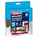 tesa INSULATION Dichtungsband S -Selbstklebende Gummidichtung zum Isolieren von Spalten an Fenstern und Türen - Braun - 25 m x 9 mm x 4 mm