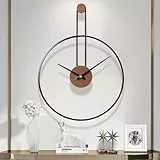 GANDDOBE Große dekorative Wanduhr für Wohnzimmer, Metall & Walnuss Zifferblatt Home Decor Silent Non Ticking Lightweight Uhren für Schlafzimmer, Bauernhaus, Büro Dekorationen (Schwarz, Medium)