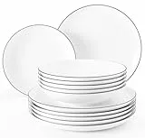 Seltmann Weiden 001.737148 Lido Tafelservice - 6 Essteller + 6 Suppenteller - 12-tlg. - Black Line