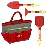 Red Tool Box SGH007-04-W Spielzeug 4-teiliges Gartenset mit Gartentasche, Schaufel, Harke und Forke für Kinder, im Wolf-Garten-Design