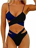 Tofern Damen Bikini Set Kreuz Bandage Zweiteiliger Badeanzug High Waist Sexy Modern Swimsuit