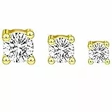 3Paar Ohrringe, Damen Vergoldet Wasserfeste Ohrringe, Schlafen Knorpel Ohrringe Set, Hypoallergen Klein Zirkonia Herz Ohrringe Stecker, Mehrere Ohrlöcher Schmuck