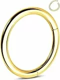 OUFER Titan 16G Knorpel Ohrpiercing Gold Nasenpiercing Ring 6mm Nasenpiercing Titan Nasenring Clicker Helix Piercing Schmuck Daith Piercing Schmuck