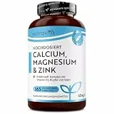 Nutravita Calcium Magnesium Zink - 365 Kalzium Tabletten für 6 Monate Vorrat - 500mg Calcium pro Tagesdosis - Kalzium Magnesium Zink mit Kupfer, Selen, Bor & Vitamin D3