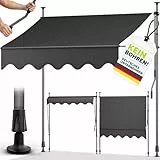 tillvex Klemmmarkise mit Handkurbel Balkon | Balkonmarkise ohne Bohren | Markise UV-beständig & höhenverstellbar | Sonnenschutz Terrasse & Garten wasserdicht (Anthrazit, 350cm)