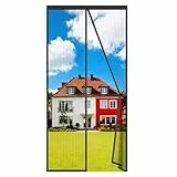 Auxmir Fliegengitter Balkontür Magnet 100x220cm, Prime Insektenschutz Balkontür, Extra Stärkere Magnete Fliegengitter Tür, Verdickt Magnetvorhang ohne Bohren für Balkon Kellertür Terrassentür, Schwarz