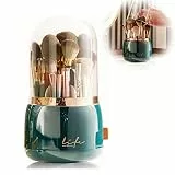 LOMUG Make up Organizer, Makeup Brush Holder, 360° Drehbar Kosmetik Organizer mit Deckel Make up Pinsel Aufbewahrung Organizers Lippenstift Etui Schminke Pinselhalter für Schminktisch Schlafzimmer Bad
