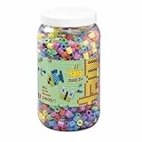 Hama Perlen 8541 Bügelperlen Dose mit ca. 1.400 bunten Maxi Bastelperlen mit Durchmesser 10 mm im Pastellmix, kreativer Bastelspaß für Groß und Klein