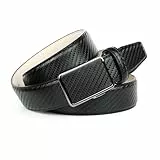 Anthoni Crown Gürtel Herren, Automatikgürtel mit Automatikschließe, schwarz, Karbonmuster, Ledergürtel für Anzug oder Jeans, 35mm breit, kürzbar. Modell 37KB10
