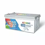 Redodo 12V 200Ah Plus LiFePO4 Batterie mit 200A BMS, Max. 2560W Spannung Ausgang Lithiumbatterie mit 4000+ Deep Cycles Akku für Wohnmobil, Solaranlage, Boot usw