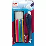 Prym 610846 Schneiderkreidestift Set | Kreidehalter mit Radierer + 8 farbige Nachfüllminen | Zum Anzeichnen & Markieren auf Stoff | Für präzises Nähen & Schneidern | Mehrfarbig