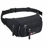 AirZyx wasserdichte Gürteltasche Bauchtasche Damen Herren Multifunktionale Hüfttasche mit Reißverschluss Geeignet für Reise Wanderung und Alle Outdoor-aktivitäten Schwarz