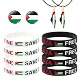 12 Stück Palästina Armband Damen Herren Free Palestine Armband Schwarz Weiß, Flag Palestine Pin Palästina Flagge Free Palästina Kette Palestine Kettenanhänger Armband Palästinensische Flagge Geschenke