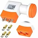 TechniSat Quad LNB digital ► 4 Teilnehmer ► Direkt Anschluss universal Quattro Switch Phoenix CE UHD Full HD HDTV TV 3D 4K + Wetterschutz im Set mit 4 F-Stecker Vergoldet Gratis
