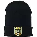 EXPRESS-STICKEREI Lustige Strickmütze - Warme Wintermütze mit Motiv Deutschland Wappen - Biker Beanie für Damen und Herren - Unisex Wollmütze Seemannsmütze - Beanie Haube mit Deutschland Flagge