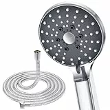 YEAUPE PRO Duschkopf, Hochdruck Duschkopf mit Schlauch 1,6M, mit 6 Strahlarten, Anti-Kalk-Handbrause und Duschbrause für Baden, Sparduschkopf für Gebiete mit hartem Wasser, Chrom