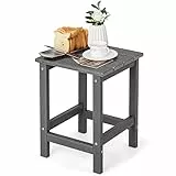 COSTWAY Beistelltisch, Kleiner Gartentisch aus UV-beständigem Kunststoff, Balkontisch wetterfest, für Terrasse, Balkon, Garten, 35,5 x 35,5 x 46,5 cm, Grau