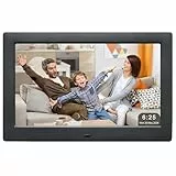 10,5 Zoll Digitaler Bilderrahmen, Foto Videoplayer mit Fernbedienung, Digitaler Fotorahmen Multi-Slideshow/4-Fenster-Display, elektronischer Bilderrahmen