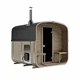 AZS-ENGINEERING 2QL Fasssauna Gartensaunas Garten Outdoor Sauna aus Fichtenholz – Verschiedene Größen (4–6 Personen) – mit Holzofen ETNA