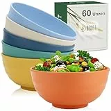 Wrova Wiederverwendbares Große Schüssel-Sets 1770 ml – 6 teiliges großes Salatschüssel Set spülmaschinenfeste Schüsseln Servierschüssel aus Kunststoff zum Servieren von Suppe, Ramen und Salat – Bunt
