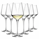 Krosno Avant-Garde LUMI Weißweingläser 450 ml, 6er Set – Bleifreies Kristallglas, Strukturiertes Design, Für Weißwein, Rotwein, Sekt & Cocktails, spülmaschinengeeignet
