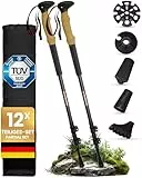ALPENWERT Wanderstöcke [Carbon & Aluminium] Walking Stöcke für Damen und Herren - Teleskop Trekkingstöcke mit Korkgriff zum Wandern, Nordic Walking und Skitouren (Carbon)