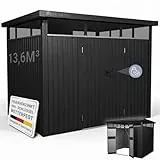 Juskys® Gerätehaus Luzern L - 7,8 m² - Metall Geräteschuppen mit Türen & Fenstern - wetterfest & abschließbar - Fahrradgarage, Gartenhaus - Anthrazit