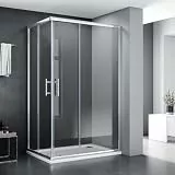 SONNI Duschkabine/Duschabtrennung 120x80cm Eckeinstieg Doppel Schiebetür Echtglas