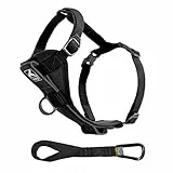 Kurgo TRU-Fit – Intelligentes Hundegeschirr, Trainingsgeschirr, Anti-Zieh-Geschirr inkl. Sicherheitsgurt – Schwarz, L