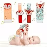 Accevo Baby Handgelenk Rassel Socken, Säugling Rassel Socken und Baby Hand Rasseln Handgelenk, Neugeborenes Hand & Fuß Spielzeug für 0-12 Monate,Baby Shower Geschenke Set mit Handgelenk Rassel Socken