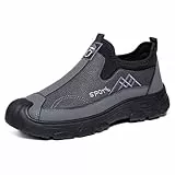 Generisch 2026 Freizeitschuhe zum Reinschlüpfen, Bequeme Outdoor-Wanderschuhe mit Dicker Sohle, leichtes, atmungsaktives Obermaterial für den täglichen Gebrauch (Grey, 39)