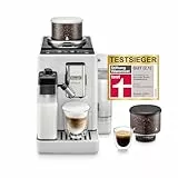 De'Longhi Rivelia EXAM440.55.W Kaffeevollautomat, perfekter Milchschaum, wechselbarer Bohnenbehälter, 16 Kaffee- & Milchgetränke auf Knopfdruck, Extra-Shot-Funktion, 3,5' Touch-Display, Weiß