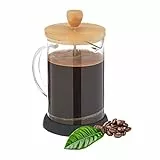 Relaxdays Kaffeebereiter manuelle Stempelkanne, 800 ml, Glas