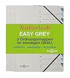 Pagna 44008-00 Ordnungsmappenset 12 Fächer Easy Grey sortiert 3 Stück