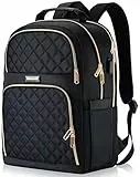 Kuosdaz Rucksack Damen, 15,6 Zoll Schulrucksack Mädchen Teenager mit USB Ladeanschluss, Laptop Rucksack Stilvoller Tagesrucksack Wasserdicht für Schule, Uni, Reisen, Arbeit, Schwarz, Typ 2, 15.6 inch