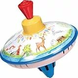 goki 53780 - Brummkreisel Auf der Lichtung aus Blech, Farbenfroher Kreisel bringt Freude und Spaß ins Kinderzimmer, klassischer Schwungkreisel mit Standfuß und Tiermotiven, 14cm hoch, ab 1 Jahr