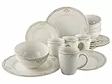 CreaTable, 23601, Serie Romantic Vintage, 16-teiliges Geschirrset, Kombiservice aus Steinzeug, spülmaschinen- und mikrowellengeeignet, Qualitätsproduktion