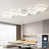 LED Deckenleuchte Dimmbar Wohnzimmerlampe 54W 5400LM Deckenlampe mit Fernbedienung & App Memory Funktion/Nachtlicht 106x30cm Modern Rechteckige Design Weiß schlafzimmerlampe für Esszimmer Küchen Flur