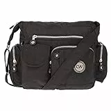 Christian Wippermann Nylon Damen Tasche Umhängetasche Schultertasche Handtasche Bag Schwarz