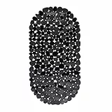 Relaxdays Badewannenmatte Steinoptik, rutschfeste Badeeinlage mit Saugnäpfen, waschbare Rutschmatte, 36 x 68 cm, schwarz, 1 Stück