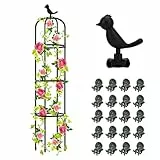 Hysagtek Rankhilfe Garten,145cm Obelisk Rankhilfe Brombeeren für Pflanzen Rankhilfe Rosen,Abnehmbar Glasfaser Rankturm mit 20 Stück Pflanzenklammer für Rosen Blumen und Tomaten Kletterpflanzen